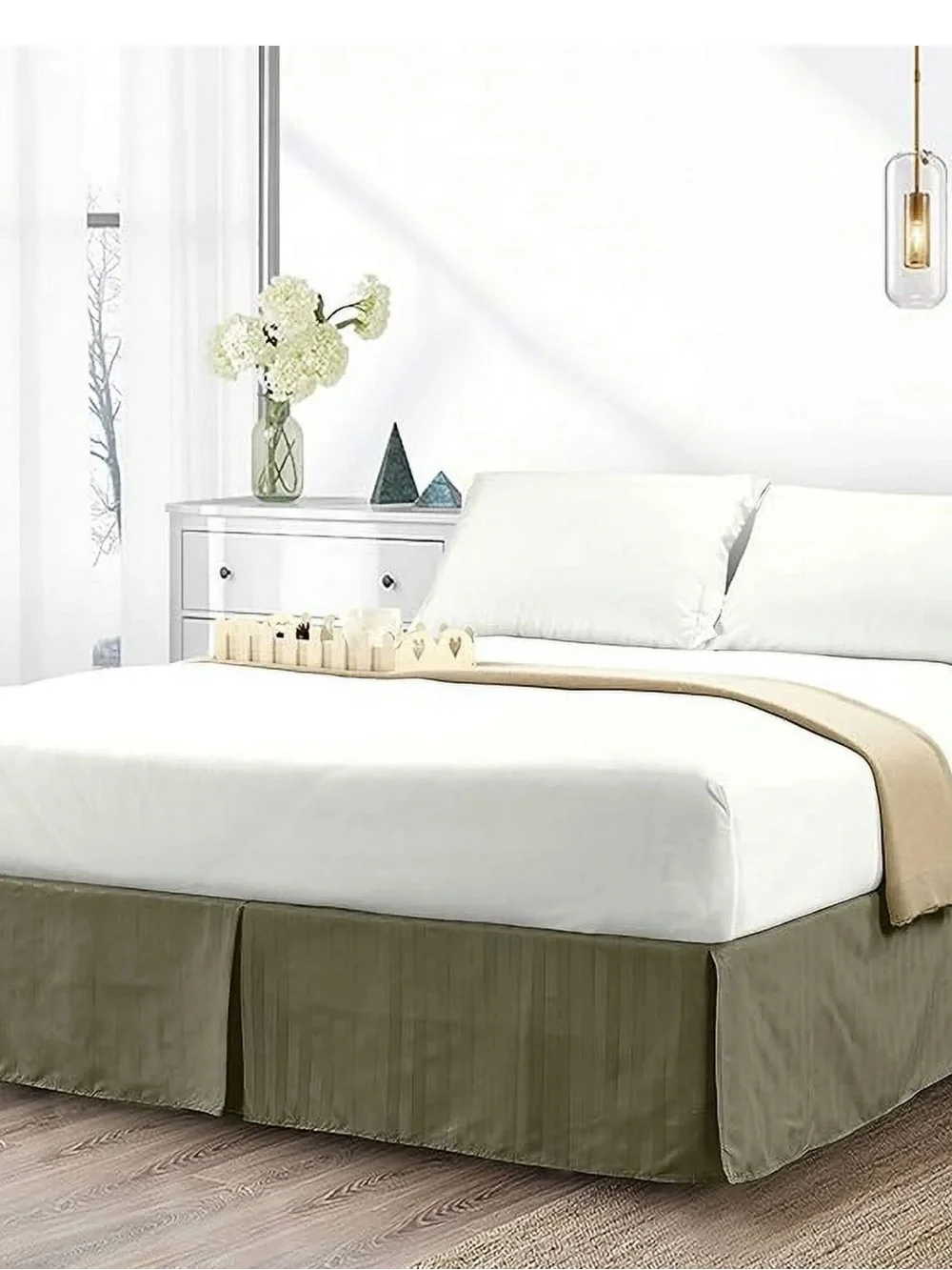 Sage Green Stripe Bed Skirt - Full